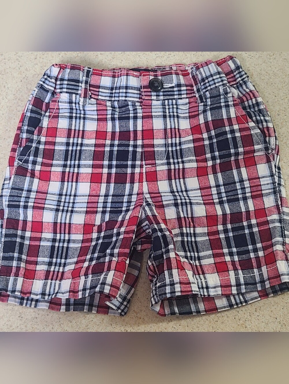3T Childrens Place Plaid Cotton Shorts W Elastic Adjustable Waist